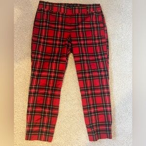 Ladies J. Crew Red Plaid Winnie Pants